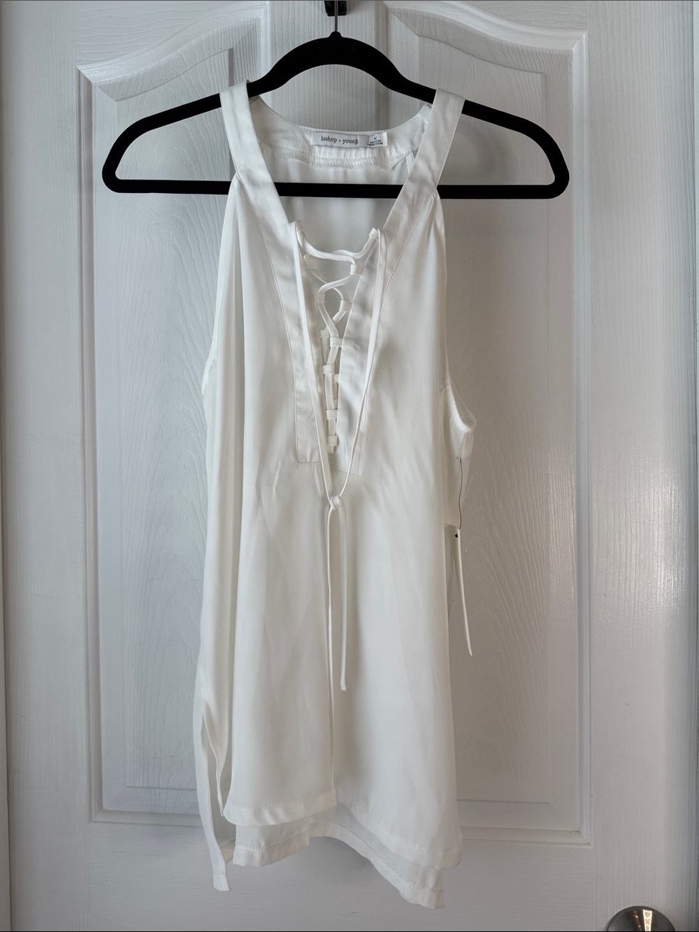 bishop + young White Lace-Up V-Neck Camisole